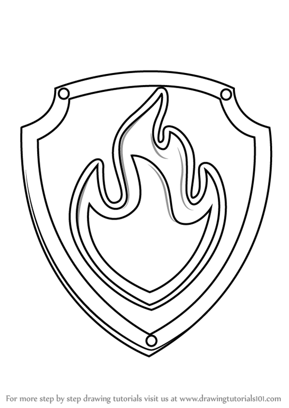 566x800 Learn How To Draw Marshall Badge From Paw Patrol (Paw Patrol) Step