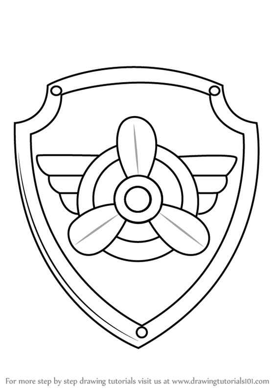 566x800 Learn How To Draw Skye Badge From Paw Patrol (Paw Patrol) Step By