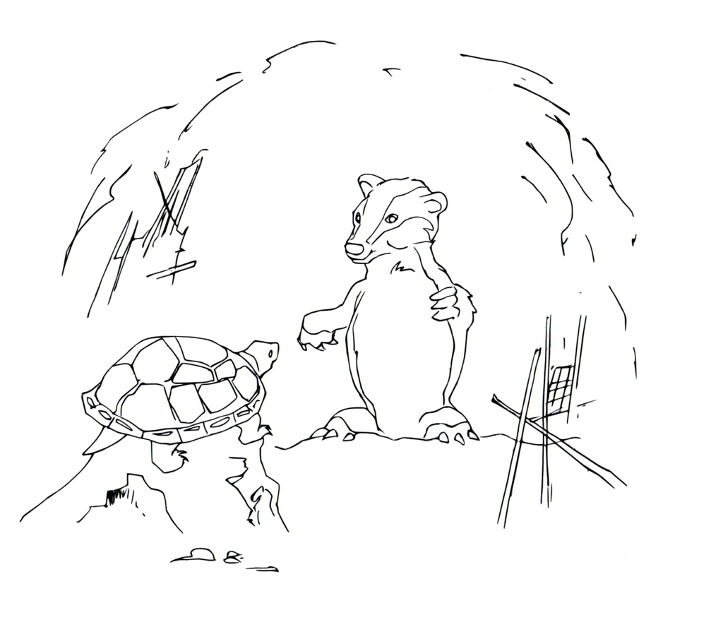 1024x888 Badger Talking To Turtle Drawing (Vectorlines) By Electronicdave