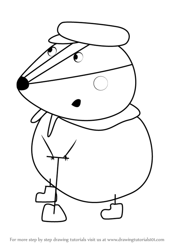 566x800 Learn How To Draw Mr. Badger From Peppa Pig (Peppa Pig) Step By