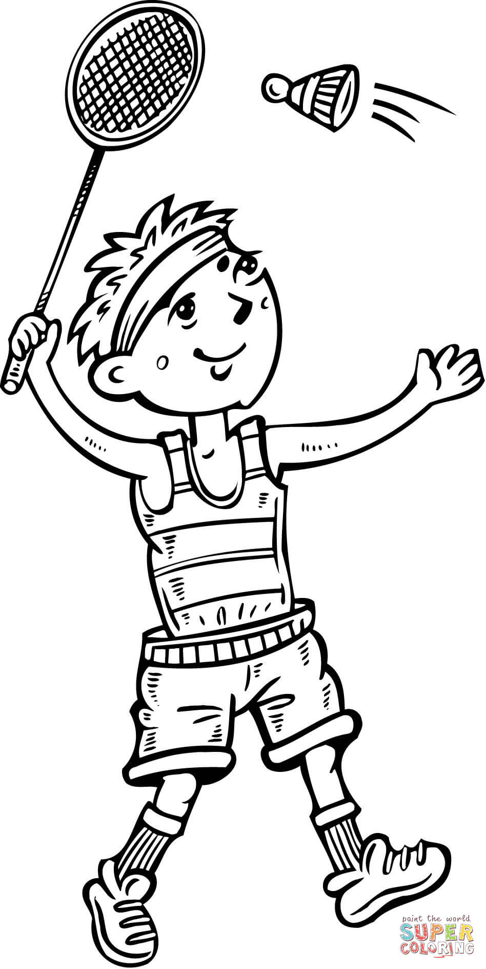 948x1888 Boy Playing Badminton Coloring Page Free Printable Coloring Pages