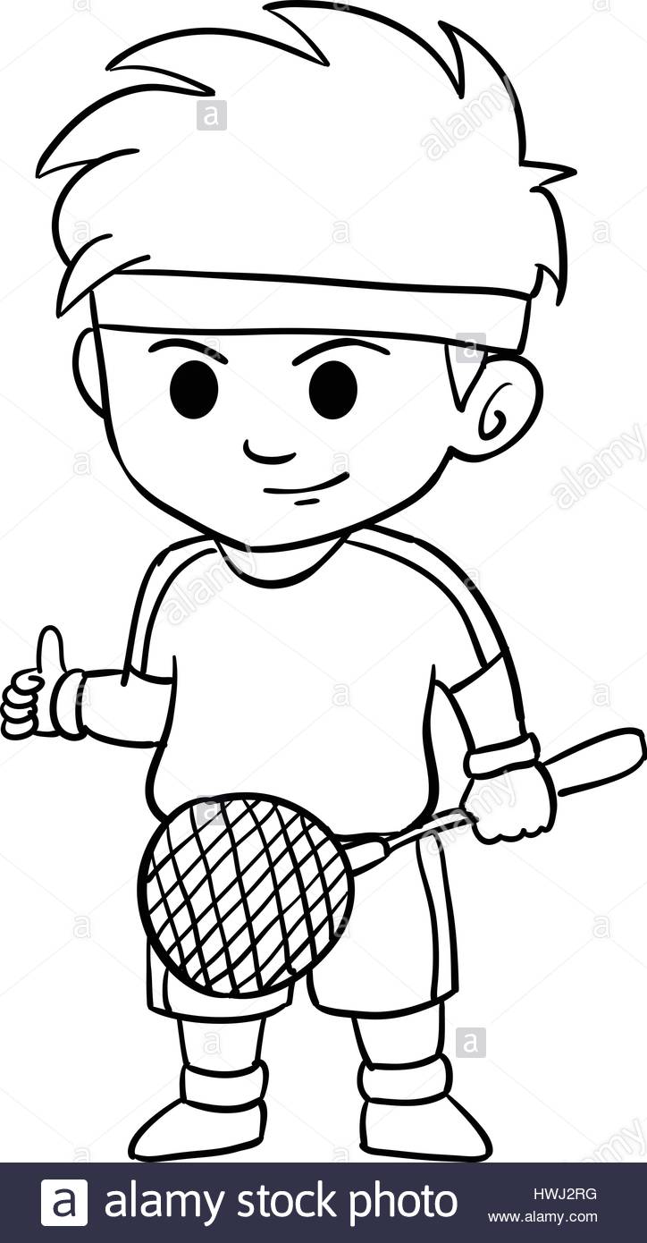 724x1390 Children Playing Badminton Character Style Stock Vector Art