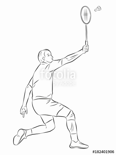 375x500 Illustration Of A Badminton Player , Vector Draw Stock Image