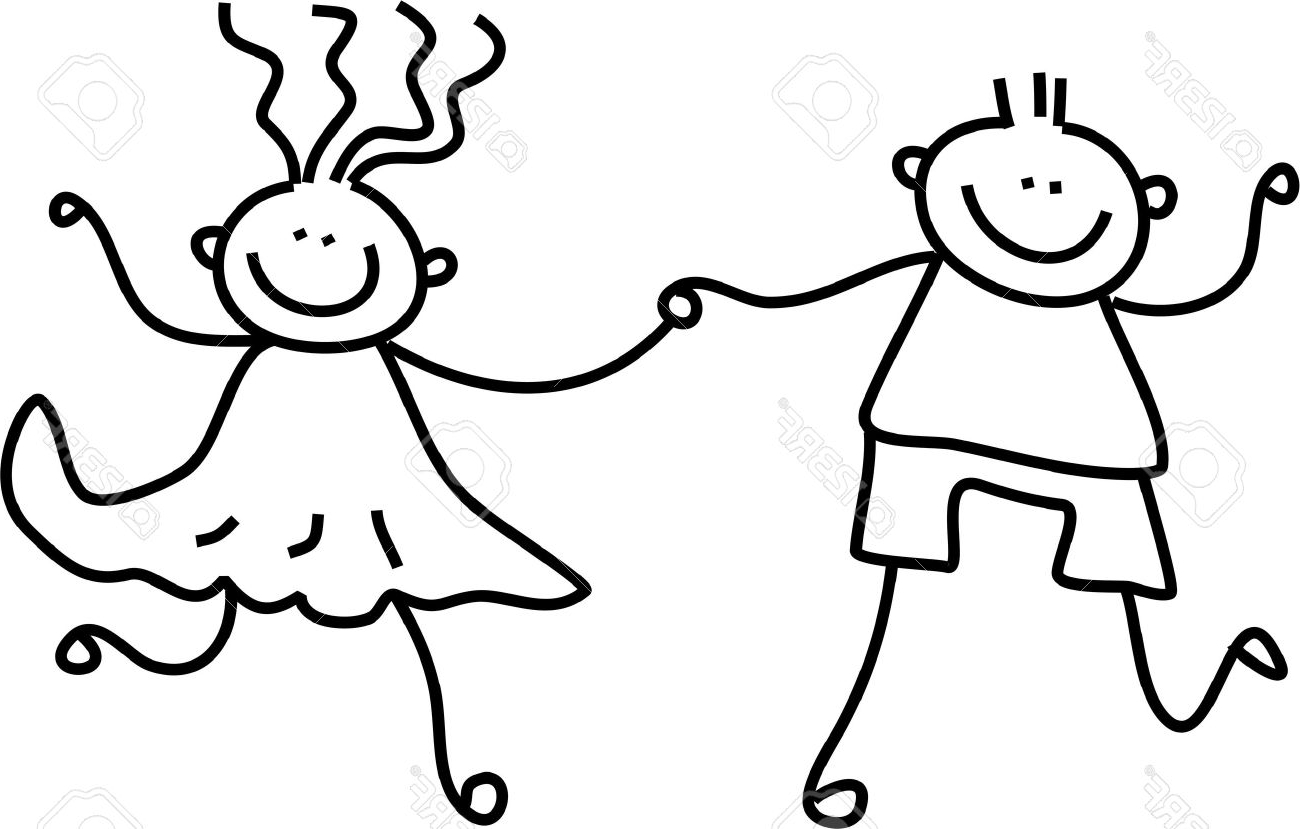 1300x829 Boy And Girl Holding Hands Drawing Boy And Girl With A School Bag