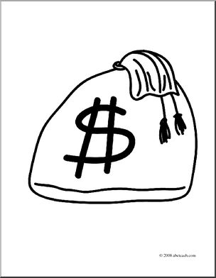 304x392 Clip Art Bag Of Money (Coloring Page) I Abcteach