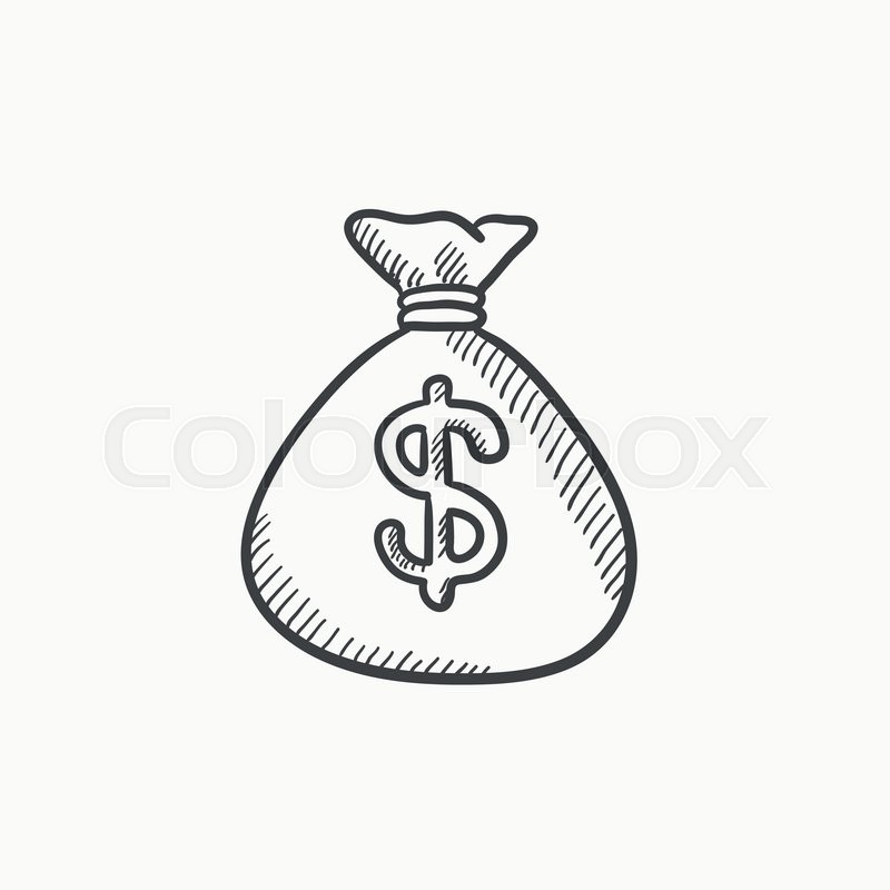 800x800 Money Bag Vector Sketch Icon Isolated On Background. Hand Drawn