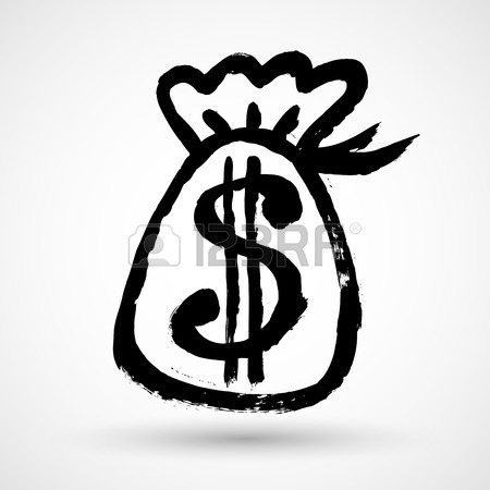 450x450 Money Bag With Dollar Sign. Hand Drawing Sketch Vector