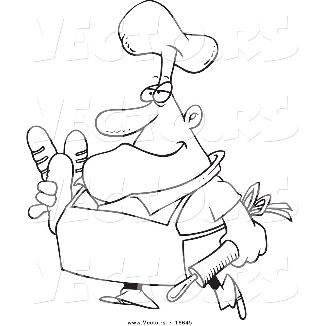 1024x1044 Vector Of A Cartoon Male Baker Carrying Bread