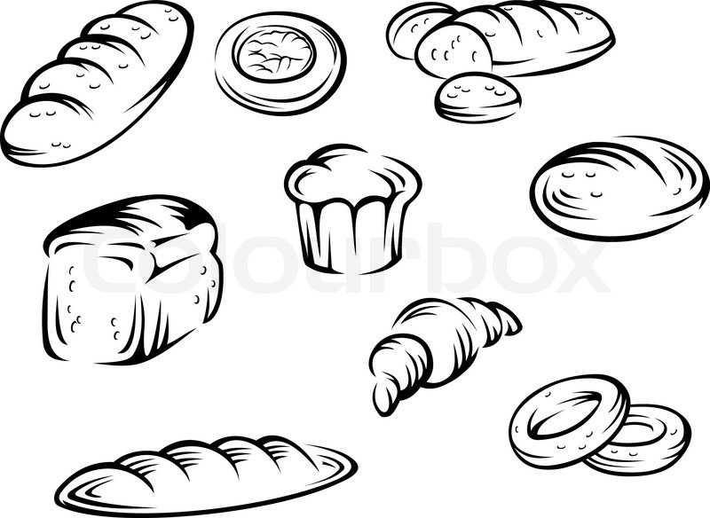 800x584 Set Of Bakery Elements For Food Design Vector Illustration Stock