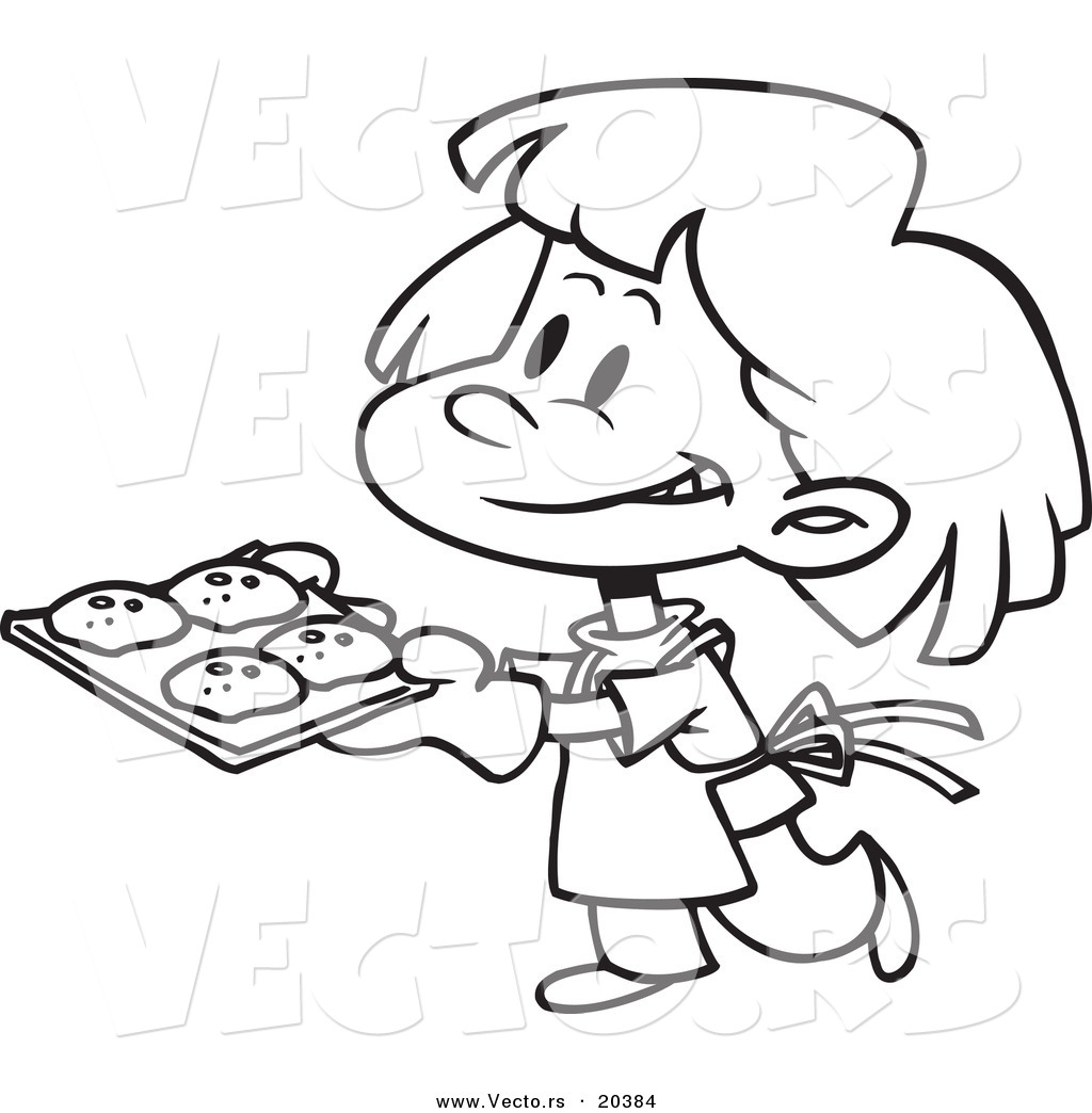 1024x1044 Vector Of A Cartoon Girl Baking Cookies