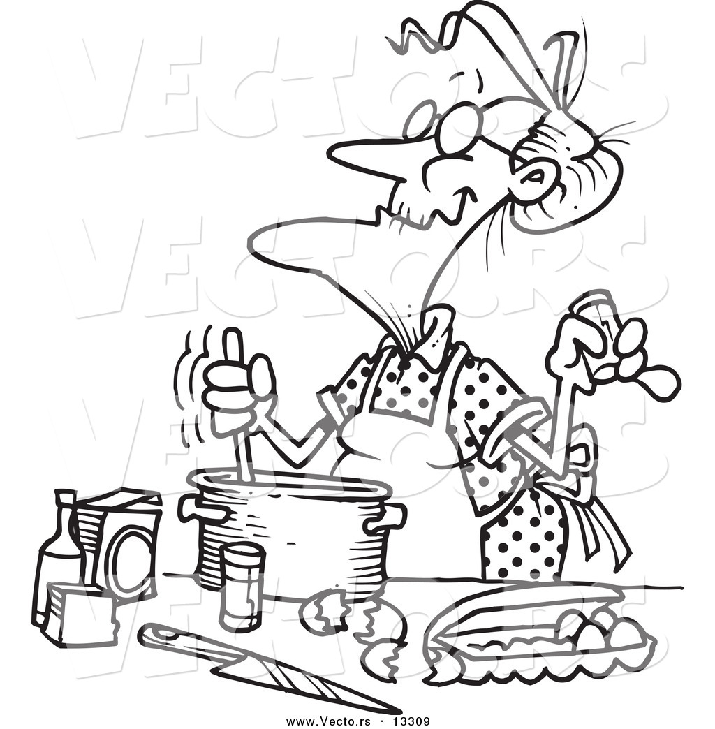 1024x1044 Vector Of A Cartoon Old Woman Baking