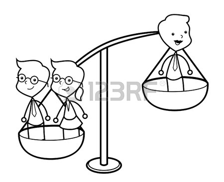 450x366 Scale Or Balance Weighing A Single Man Versus A Group Of Women