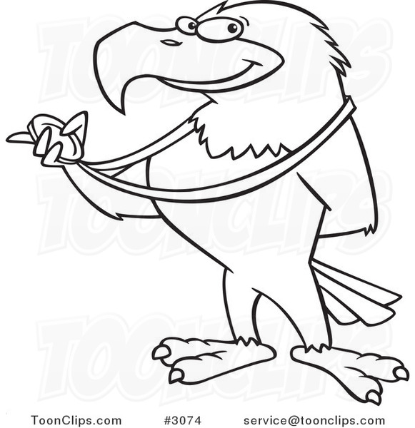 581x600 Cartoon Blacknd White Line Drawing Of Bald Eagle Holding