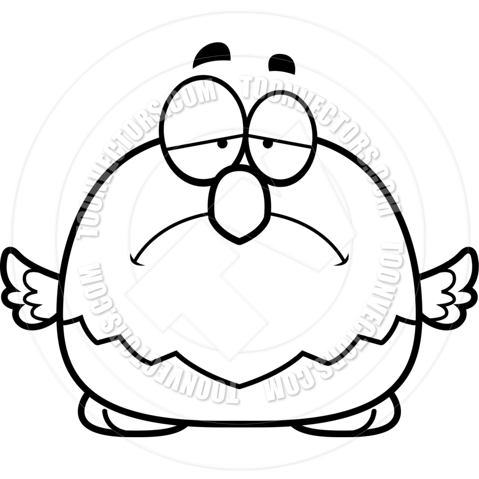 940x940 Cartoon Little Bald Eagle Sad (Black And White Line Art) By Cory