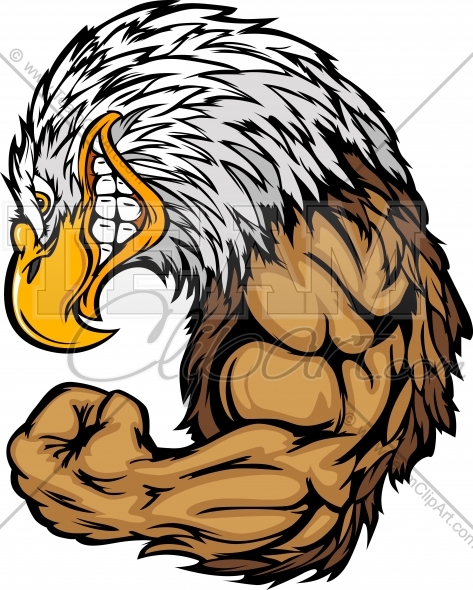 473x590 Bald Eagle Mascot Flexing Arms Cartoon Vector Clipart Image