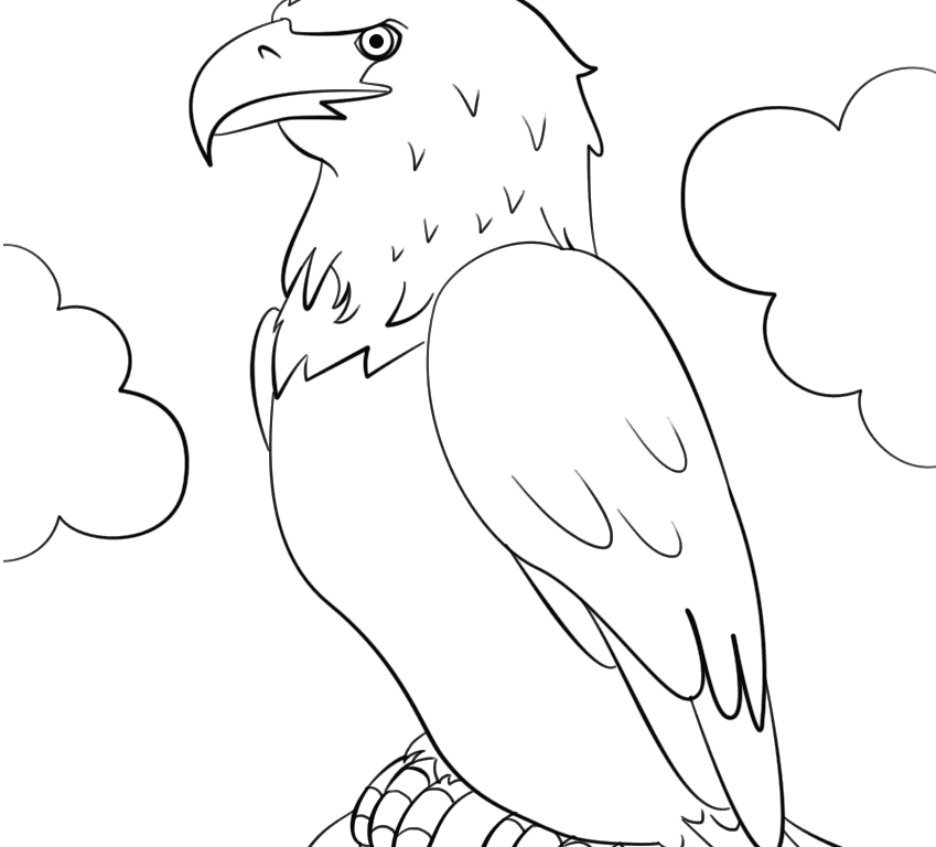 849x768 Cartoon Bald Eagle Coloring Page Free Printable Birds Pages