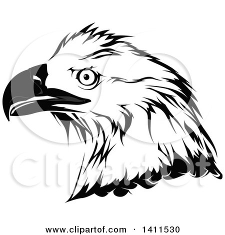 450x470 Clipart Of A Black And White Flying Bald Eagle 2