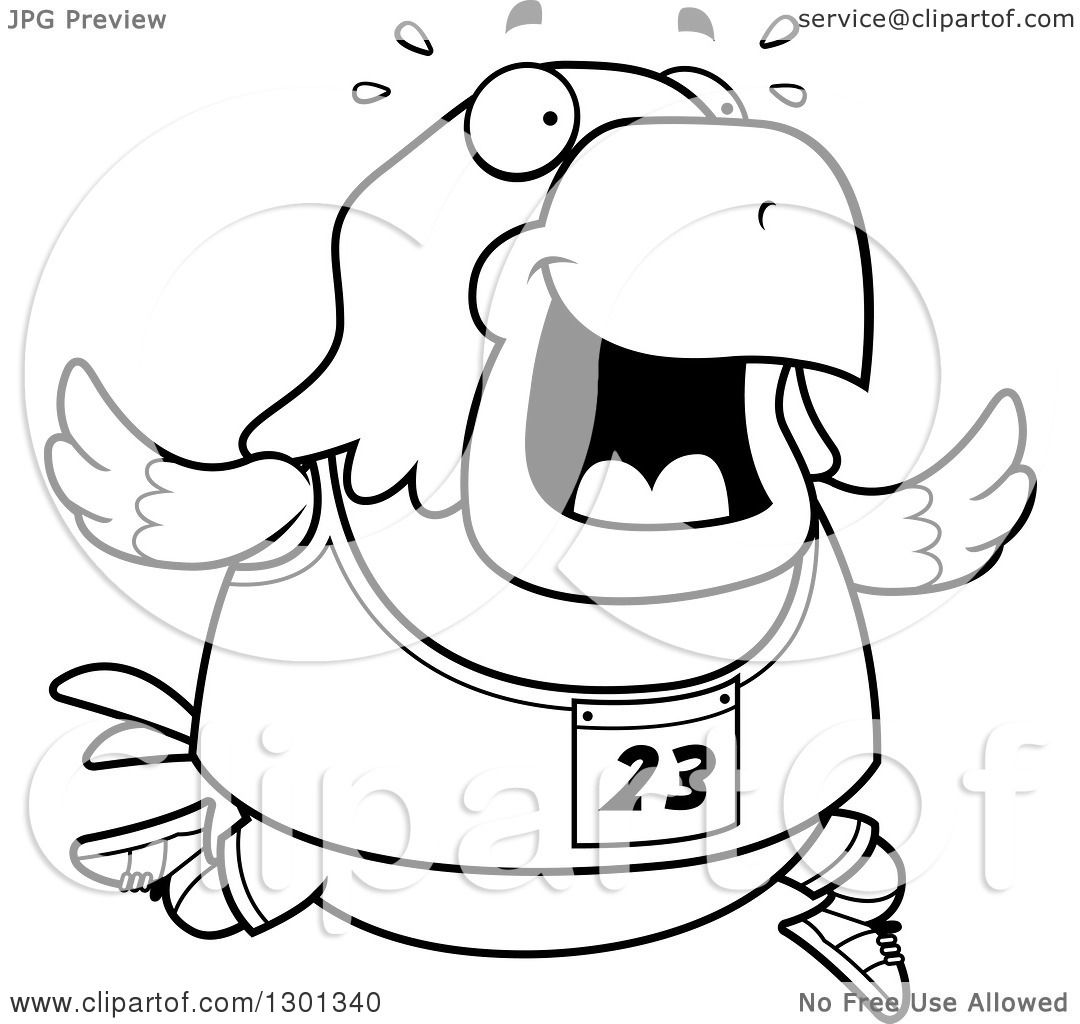 1080x1024 Outline Clipart Of A Cartoon Black And White Sweaty Chubby Bald