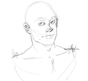357x328 Bald Man Sketch By Dejavudays