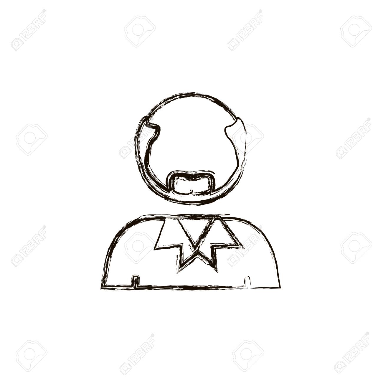1300x1300 Blurred Half Body Bald Man With Beard Without Face Vector