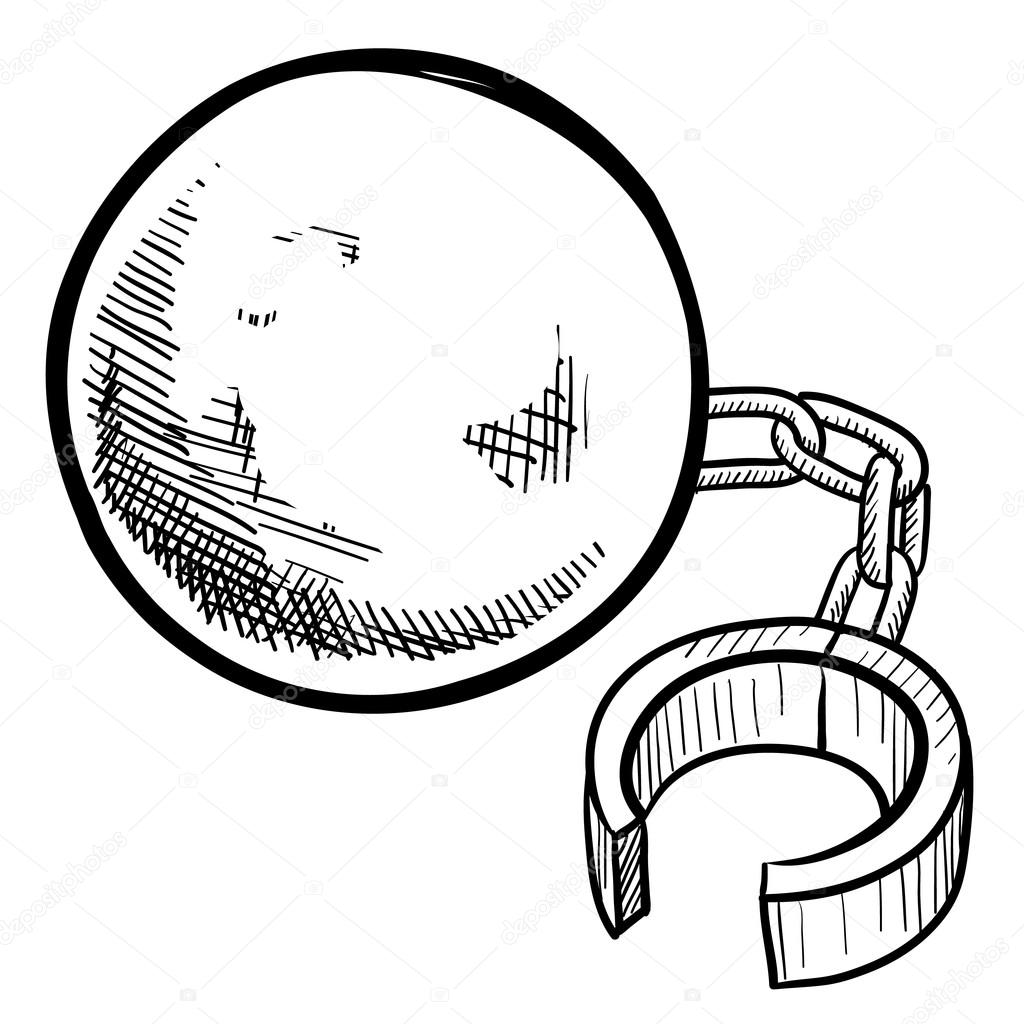 1024x1024 Ball And Chain Sketch Stock Vector Lhfgraphics