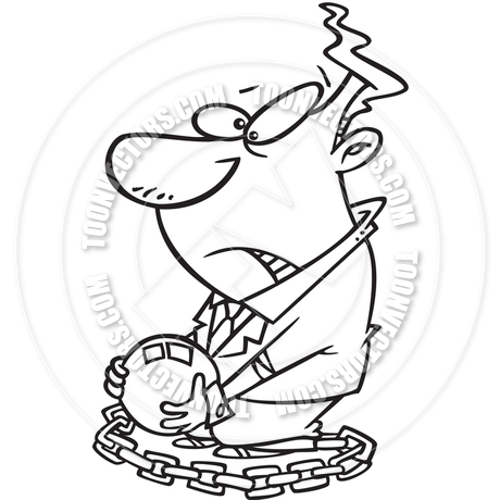 460x460 Cartoon Ball And Chain (Black And White Line Art) By Ron Leishman