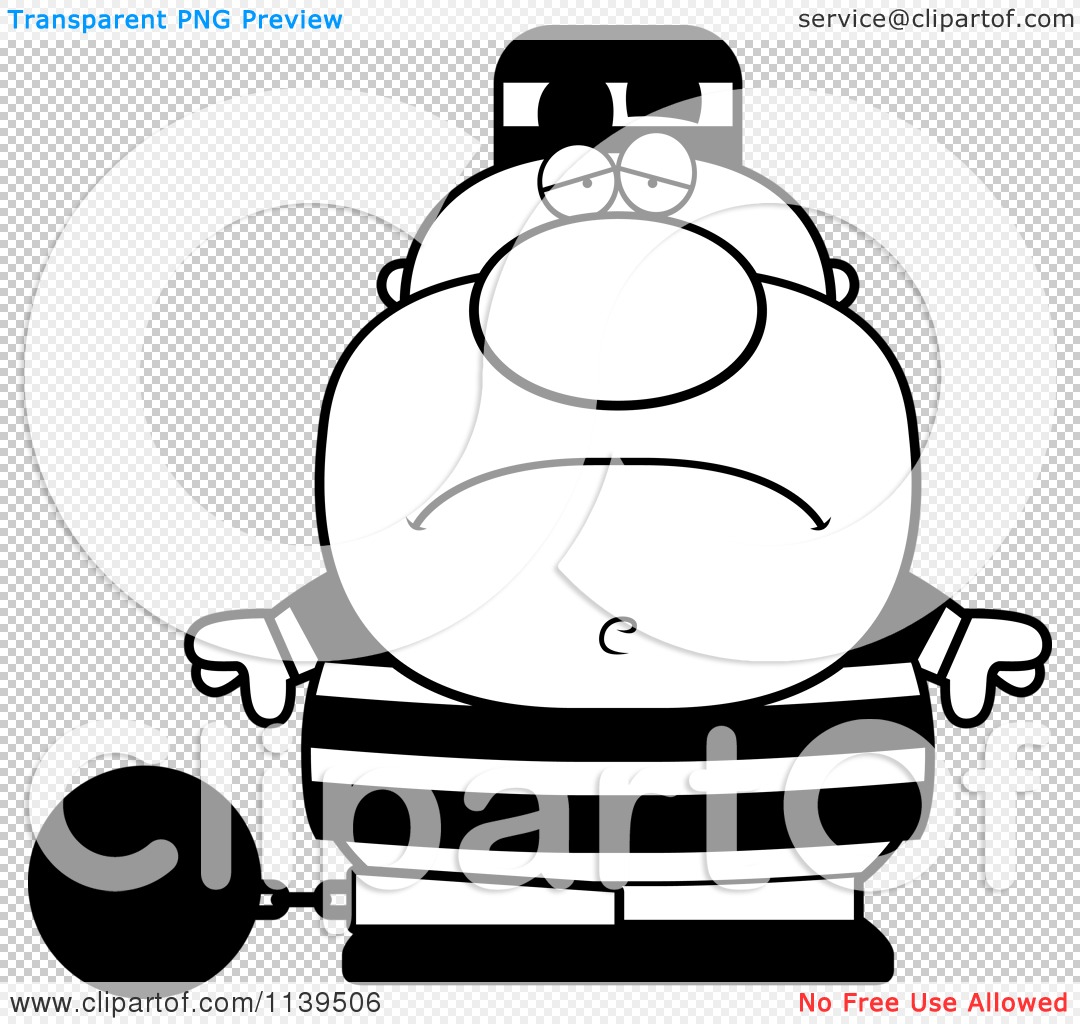 1080x1024 Cartoon Clipart Of A Black White Sad Prisoner With A Ball