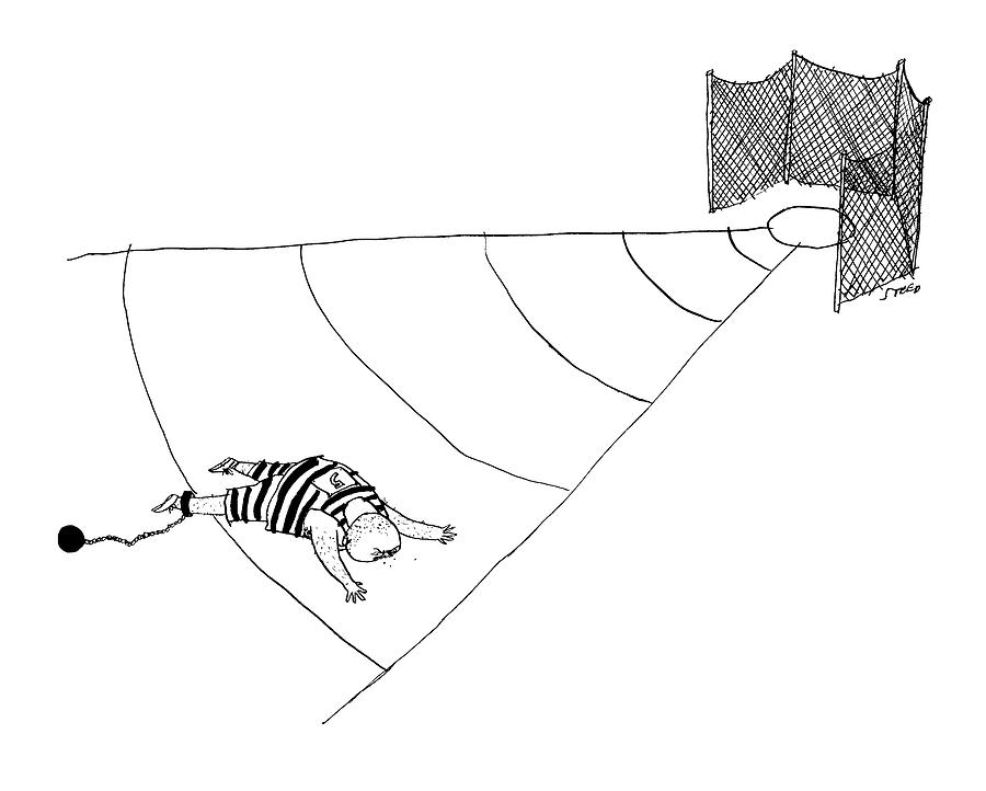 900x722 A Prisoner With A Ball And Chain Has Just Thrown Drawing By Edward