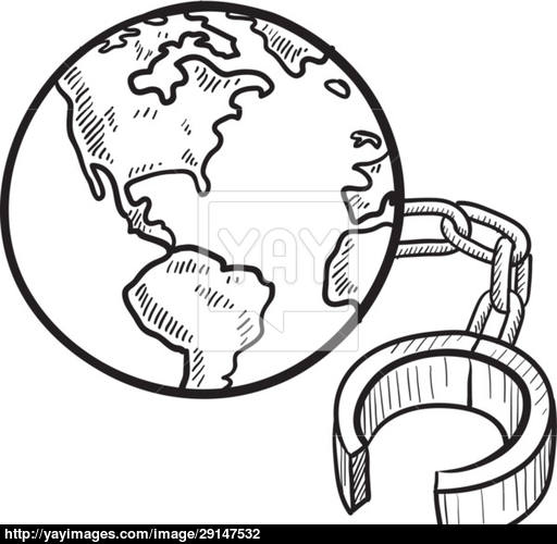 512x500 Global Ball And Chain Vector Sketch Vector