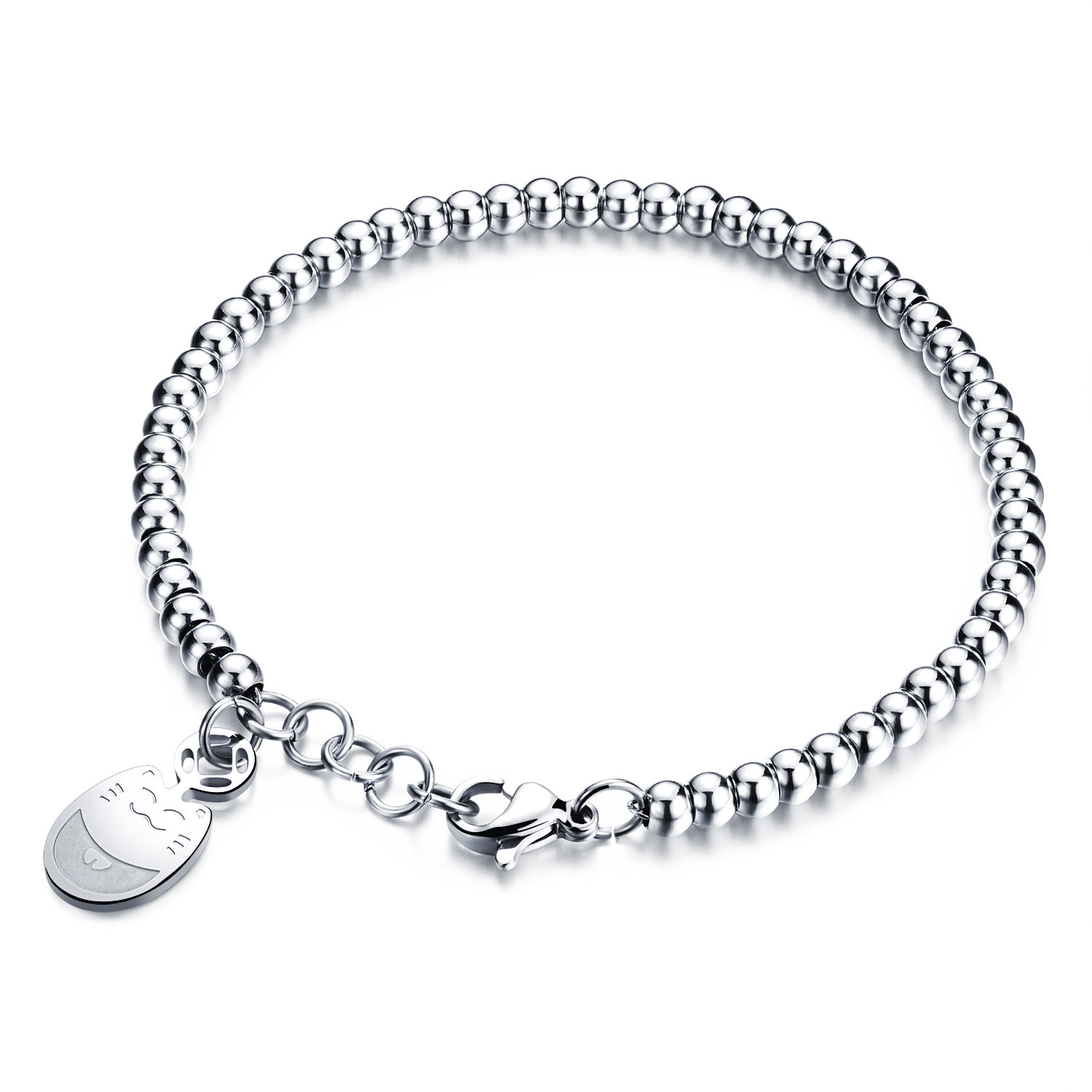 1500x1500 Stainless Steel Solid Ball Chain With Dolphins Charms Bracelet