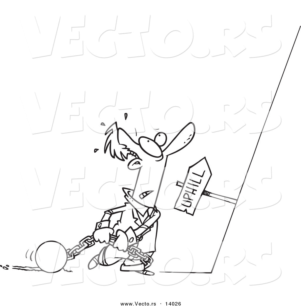 1024x1044 Vector Of A Cartoon Man Ready To Drag His Ball And Chains Uphill