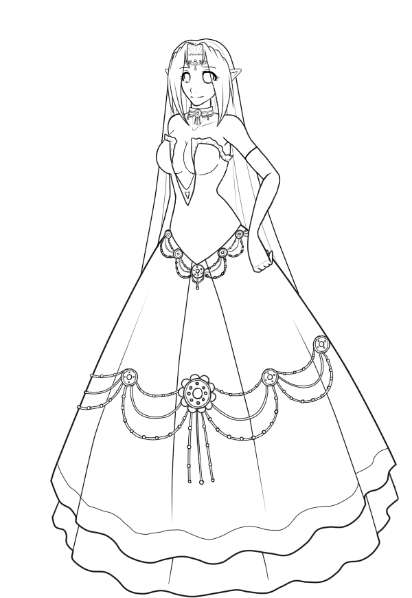 600x870 Ball Gown Time Lineart Ver. 2 By Elliyos