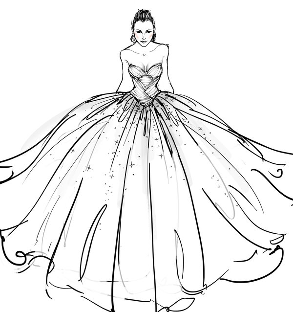 Ball Gown Drawing at GetDrawings | Free download