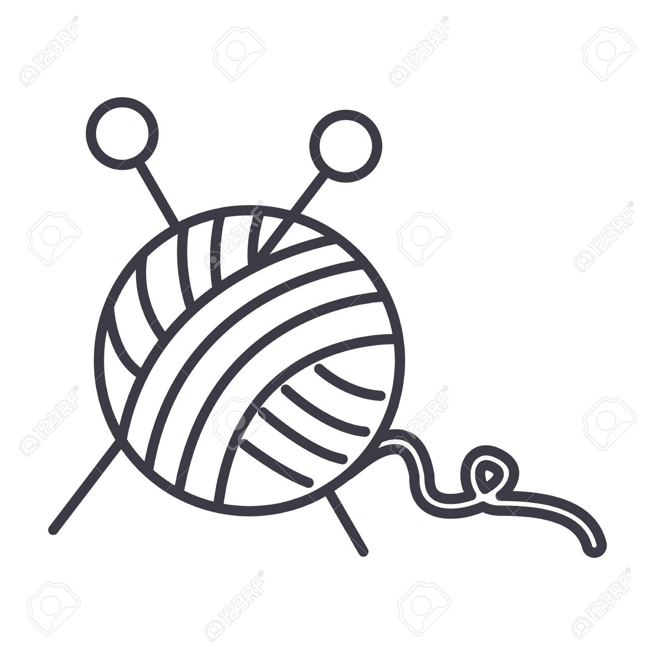 1300x1300 Sewing,ball Of Yarn,knitting Needles Vector Line Icon, Sign