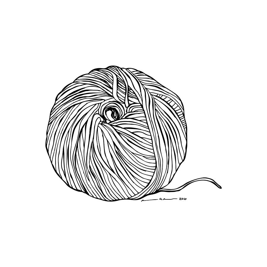 900x900 Yarn Ball Drawing By Karl Addison