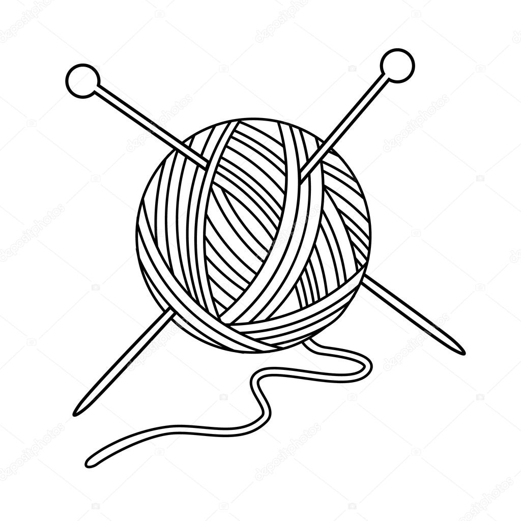 1024x1024 Yarn Ball And Needles Stock Vector Viktorijareut