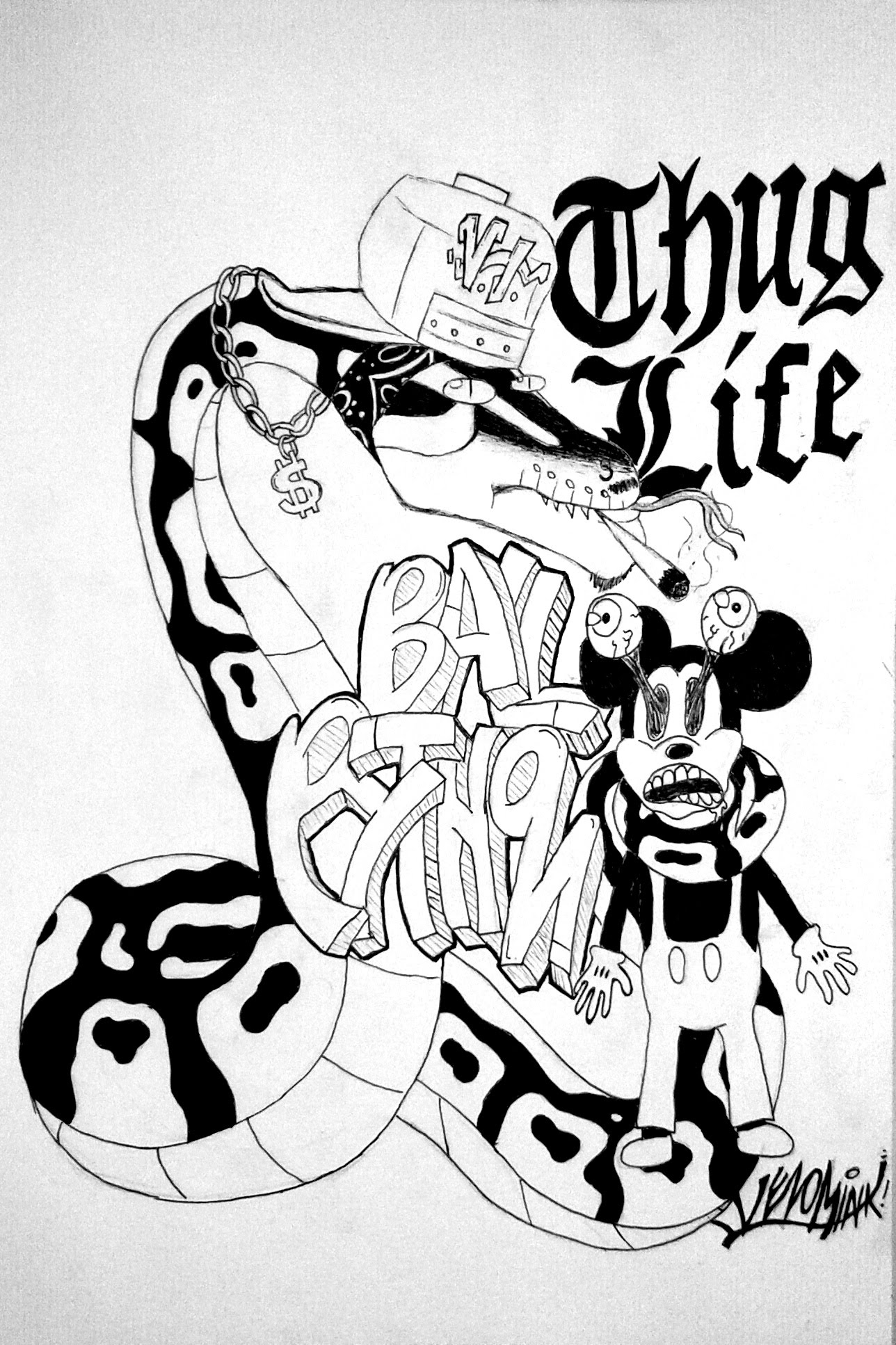 1288x1934 Thug Life Ball Python Graffiti Style Speed Drawing