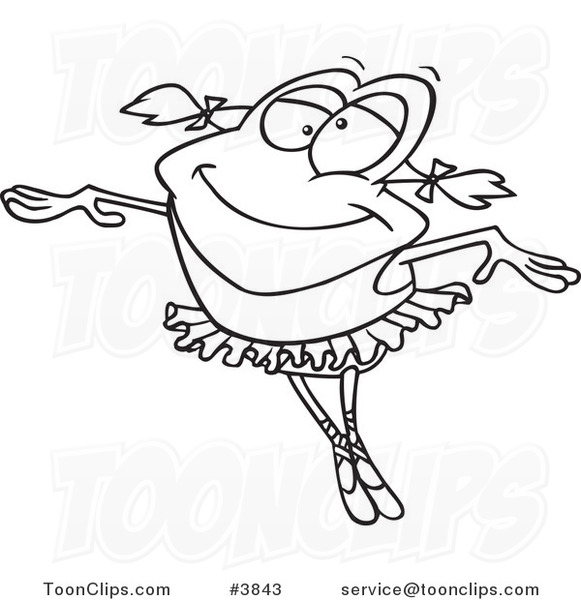 581x600 Cartoon Black And White Line Drawing Of A Dancing Ballerina Frog