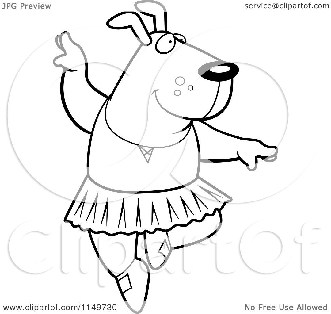 1080x1024 Cartoon Clipart Of A Black And White Ballerina Dog Dancing