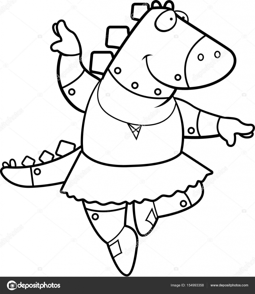 888x1024 Cartoon Dinosaur Ballerina Robot Stock Vector Cthoman