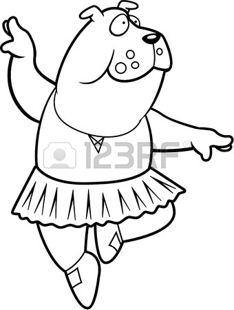 340x450 A Happy Cartoon Bulldog Ballerina In A Tutu. Royalty Free Cliparts