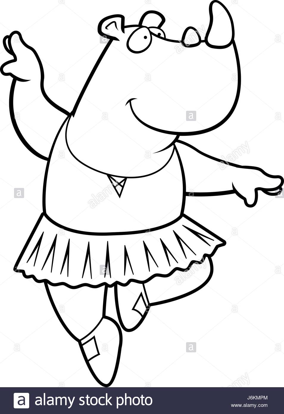 954x1390 A Happy Cartoon Rhino Ballerina In A Tutu Stock Vector Art