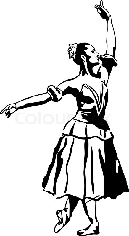 436x800 A Sketch Of Girl's Ballerina Standing In A Pose Stock Vector