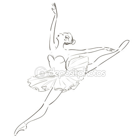 450x450 Sketch Of Girl's Ballerina In Tutu And Pointe Stock Vector