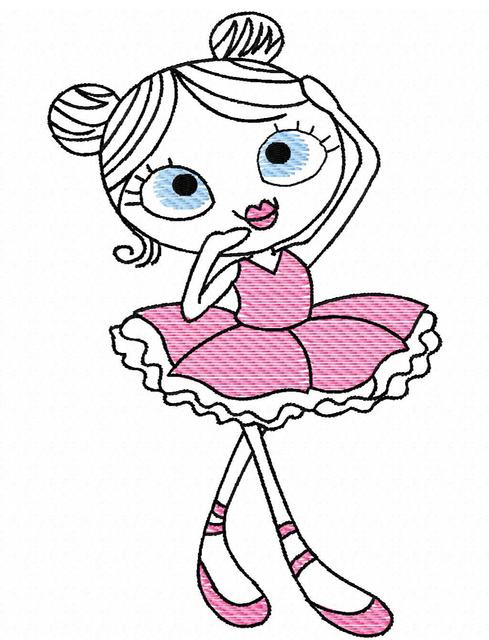 489x640 Swirly Girl Ballerina 4 Sketch Embroidery Design
