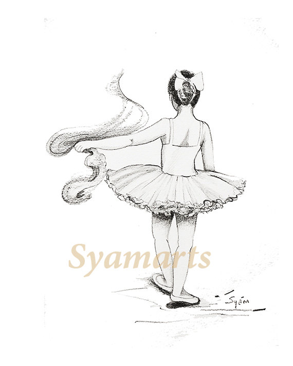 570x713 Dancers Imagination Original Drawing Sale Ballerina Girl