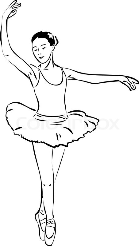 453x800 A Sketch Of A Girl Dancer Dancing On Pointe Stock Vector Colourbox