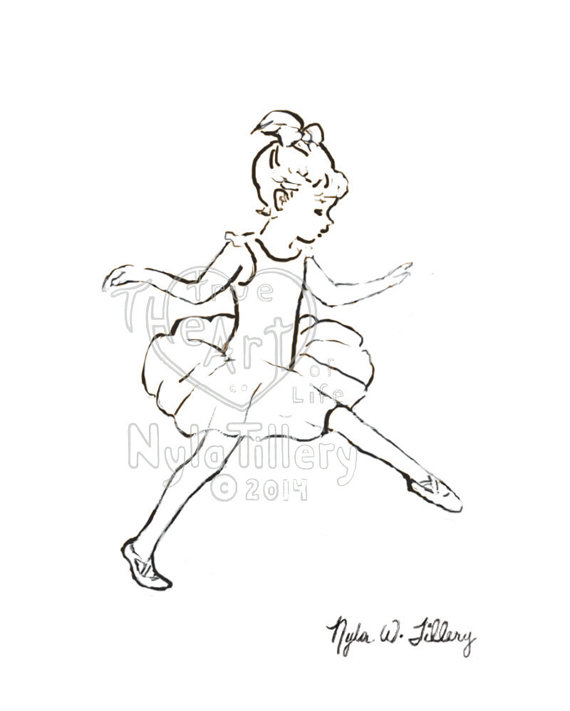 570x711 Ballerina Art Minimalist Children's Art Little Girl