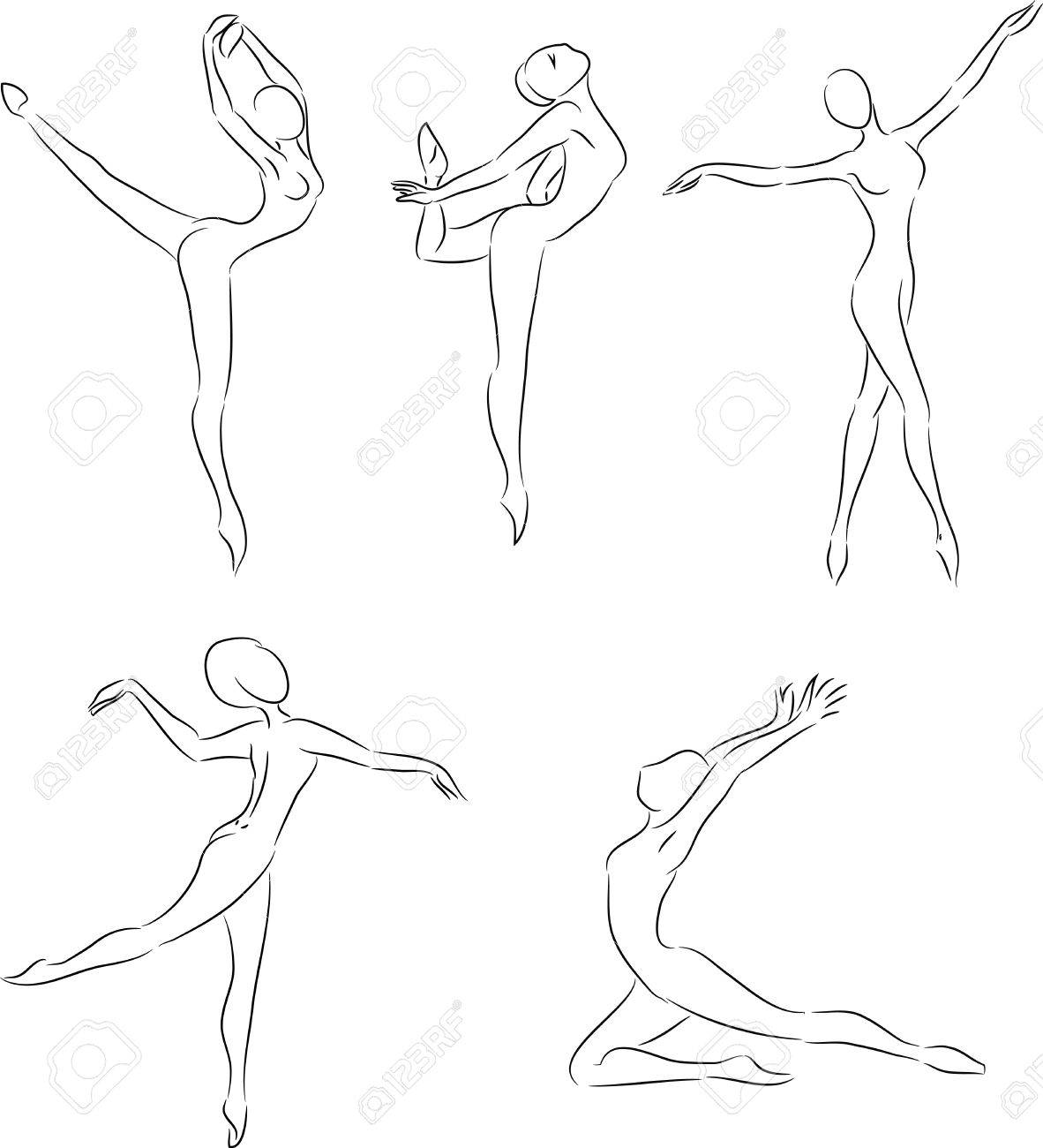 1182x1300 Ink Sketches Of Ballet Dancer's Motions Royalty Free Cliparts