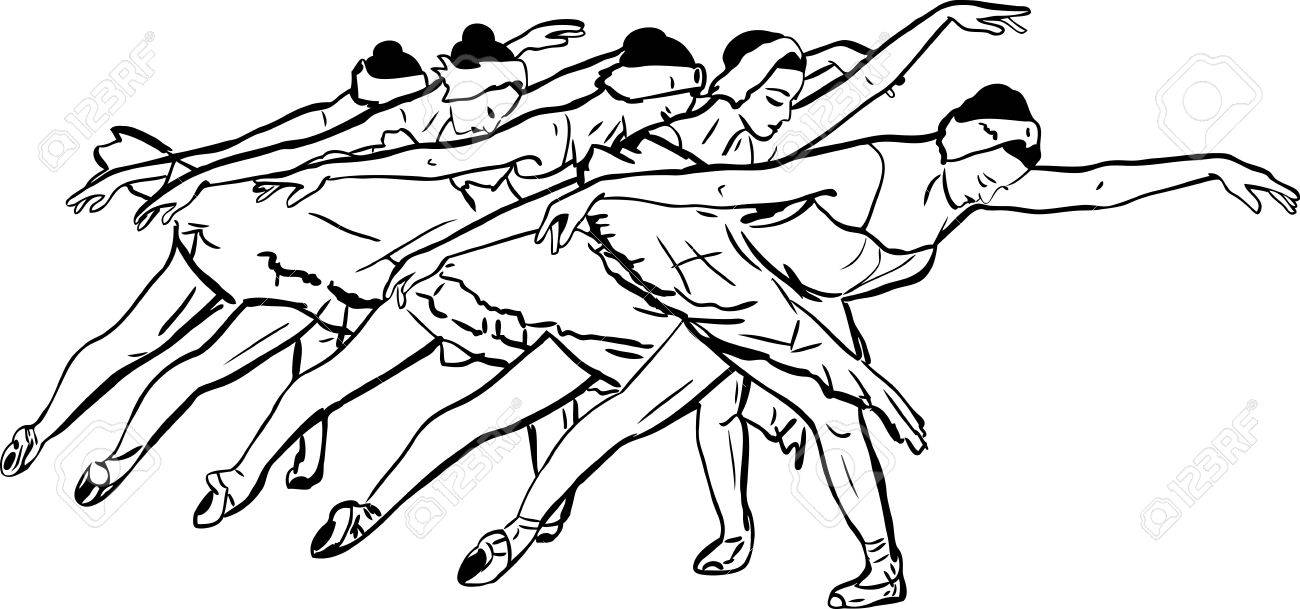 1300x609 A Sketch Of Girl's Ballerina Standing In A Pose Royalty Free